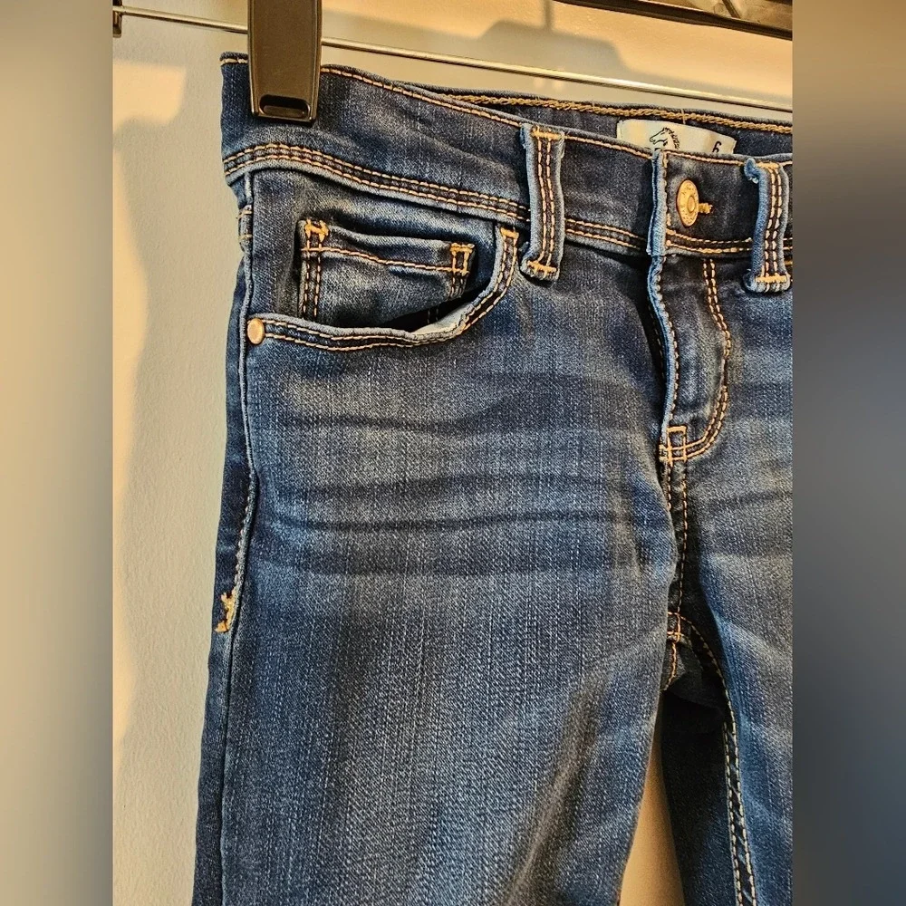 Girls sz6‎ Jeans Dark Wash Denim Pants Adjustable Waist Casual Everyday School